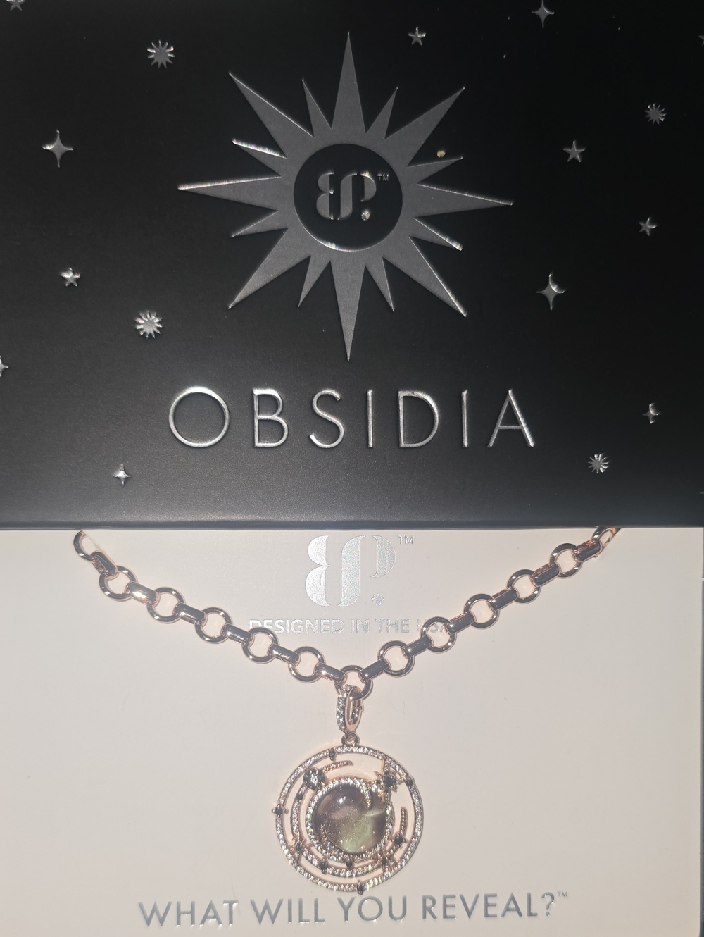 Bomb Party Obsidia Rose Gold Pendant Necklace